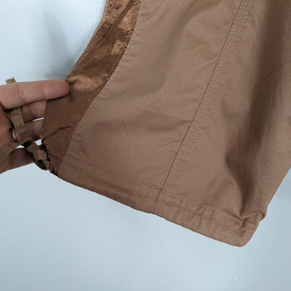 Y2K Cache Cargo Capri Pants 12 Brown Vintage Embroidered Floral Crop Utility - Picture 10 of 16